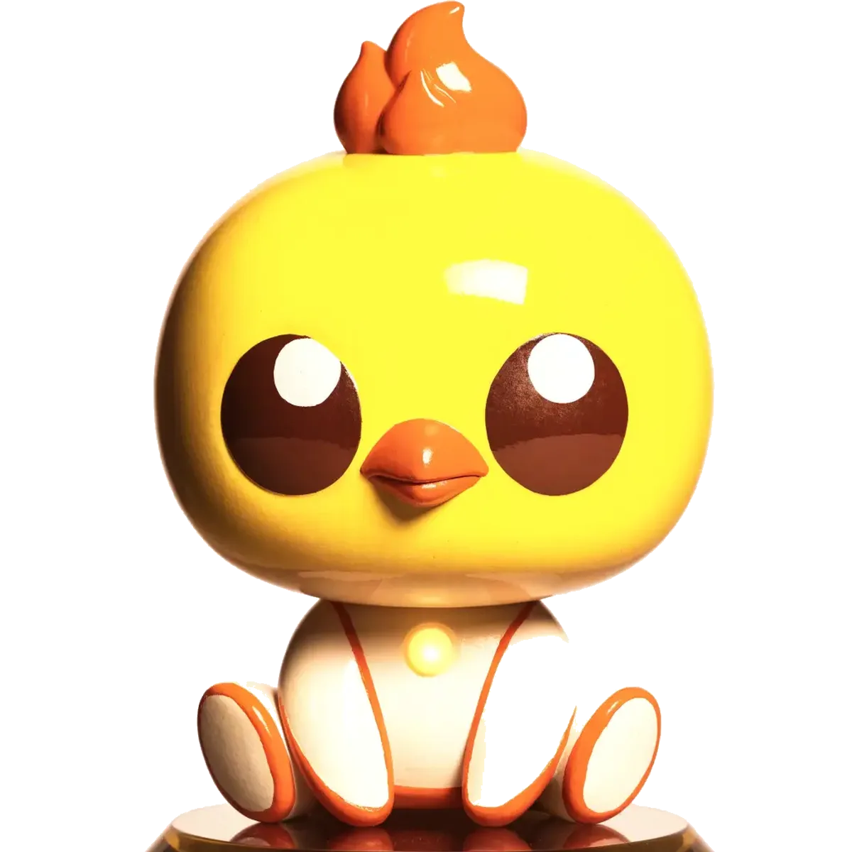 A collectible toy figurine of Mech Cikku, the armored ultimate form with a glowing chest core.