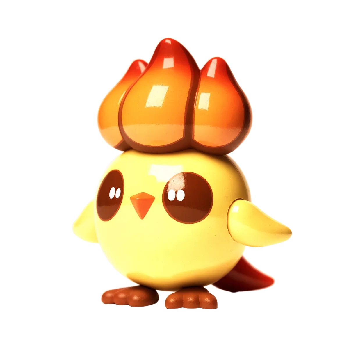 A collectible toy figurine of Cikku, the round yellow hatchling.