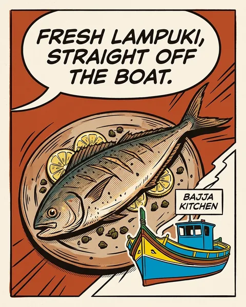 Example post. Fresh lampuki, straight off the boat: a comic panel.