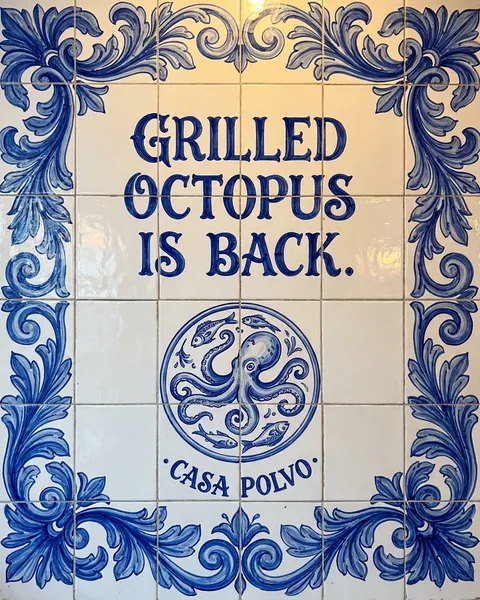 Example post. Grilled octopus is back: a blue tile panel.